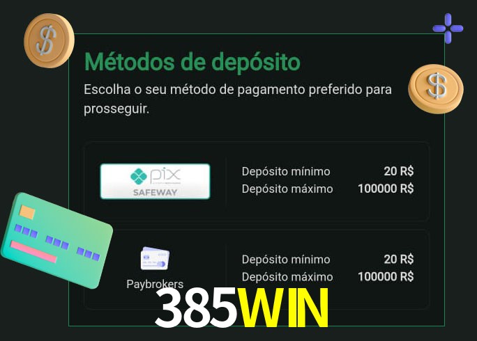 O cassino 385WIN oferece uma grande variedade de métodos de pagamento